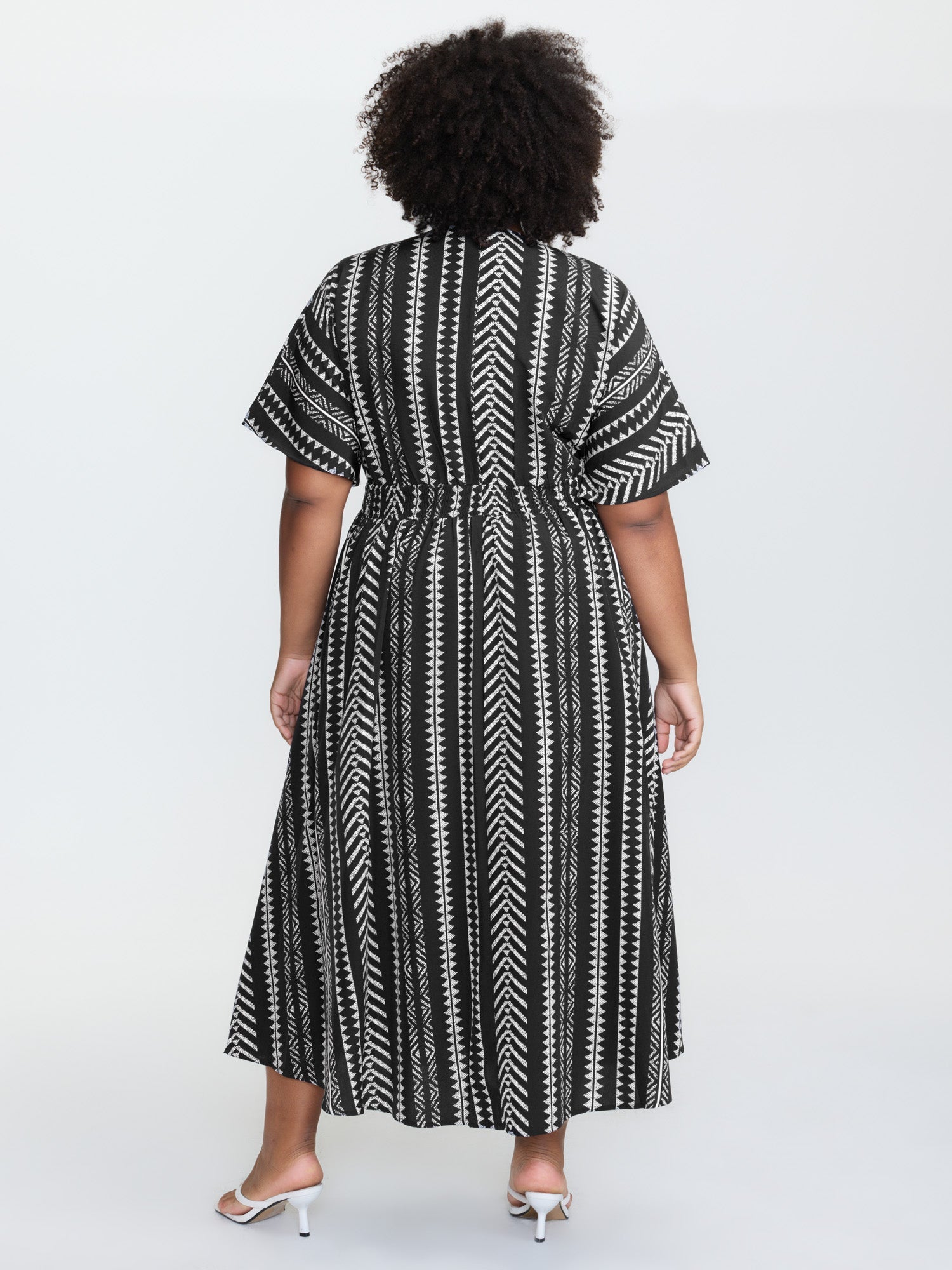 Solid Geometric Dolman Sleeve Pocket Shirred Split Hem Dress for Women - gallery