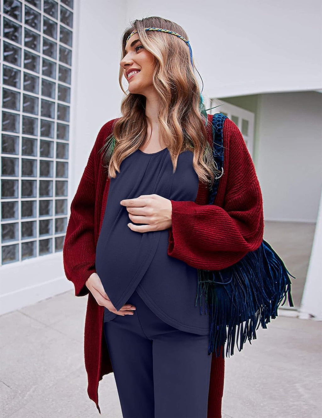 Maternity Nursing Pajama Set Long Sleeve Top & Pants - gallery
