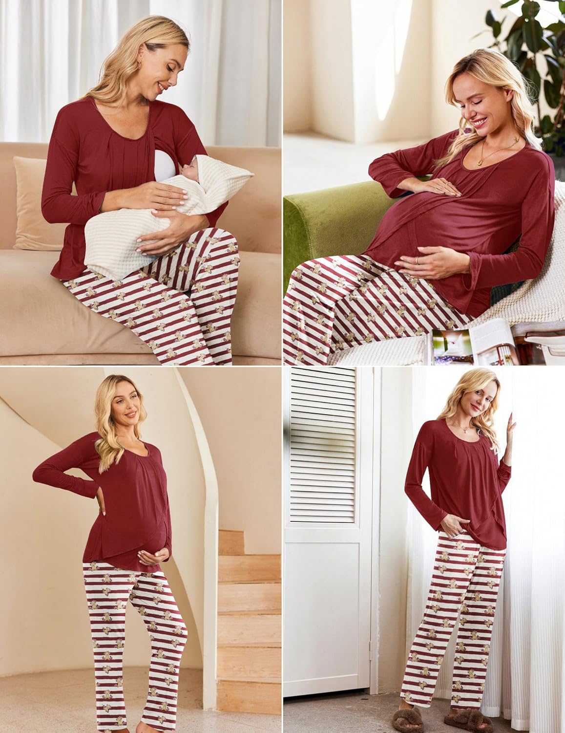 Maternity Nursing Pajama Set Long Sleeve Top & Pants - gallery