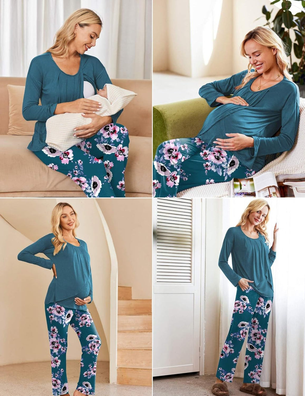 Maternity Nursing Pajama Set Long Sleeve Top & Pants - gallery