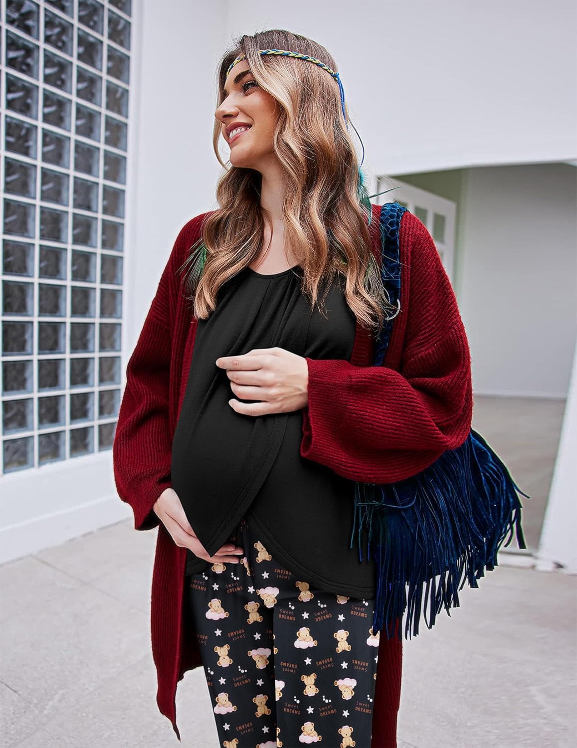 Maternity Nursing Pajama Set Long Sleeve Top & Pants - gallery