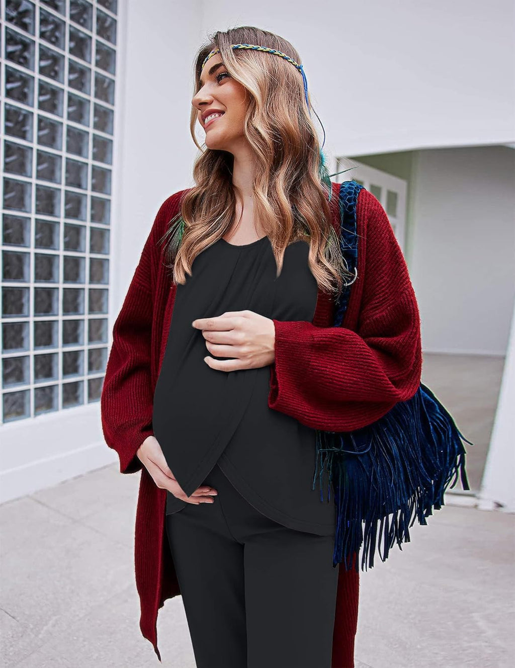 Maternity Nursing Pajama Set Long Sleeve Top & Pants - gallery
