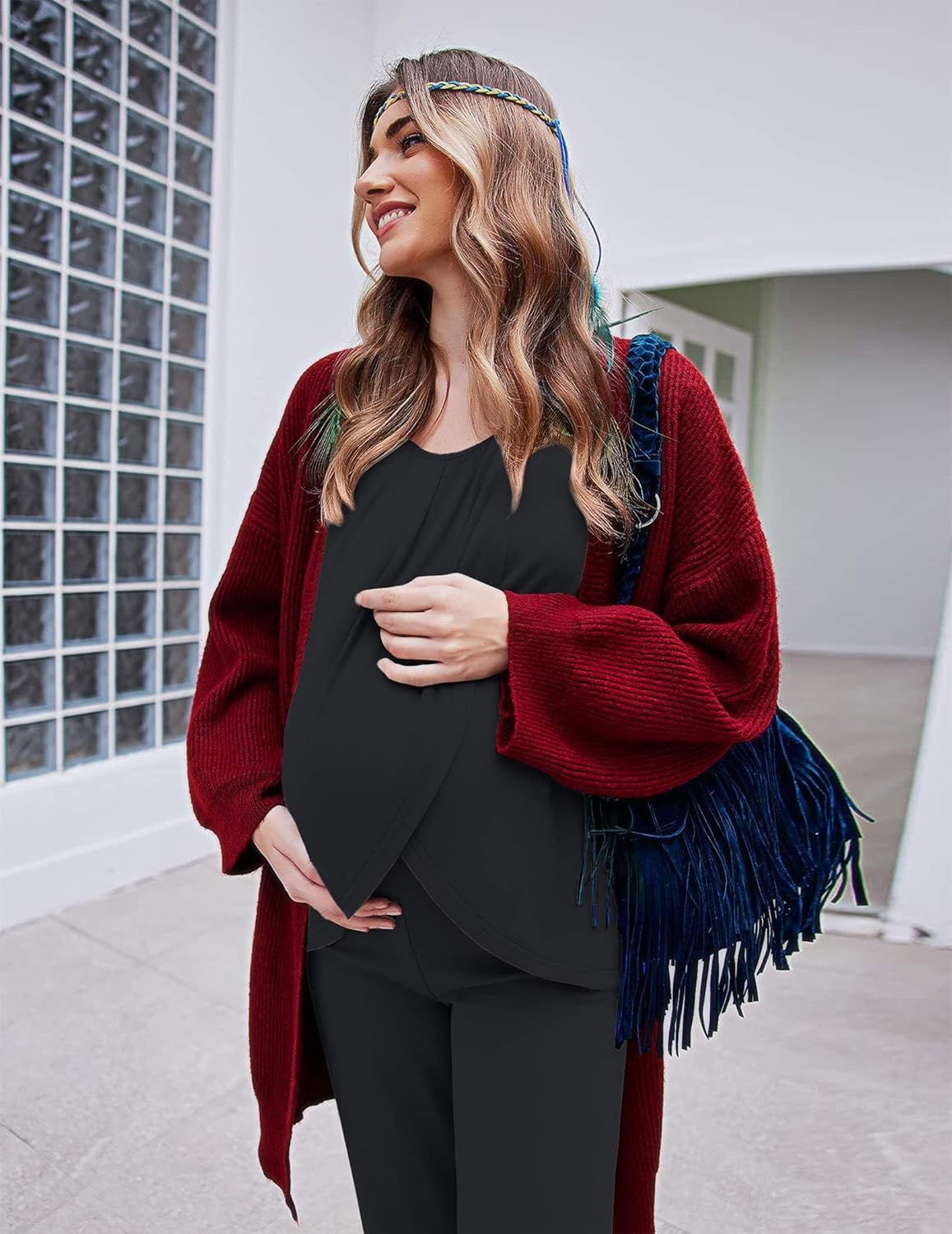 Maternity Nursing Pajama Set Long Sleeve Top & Pants - gallery