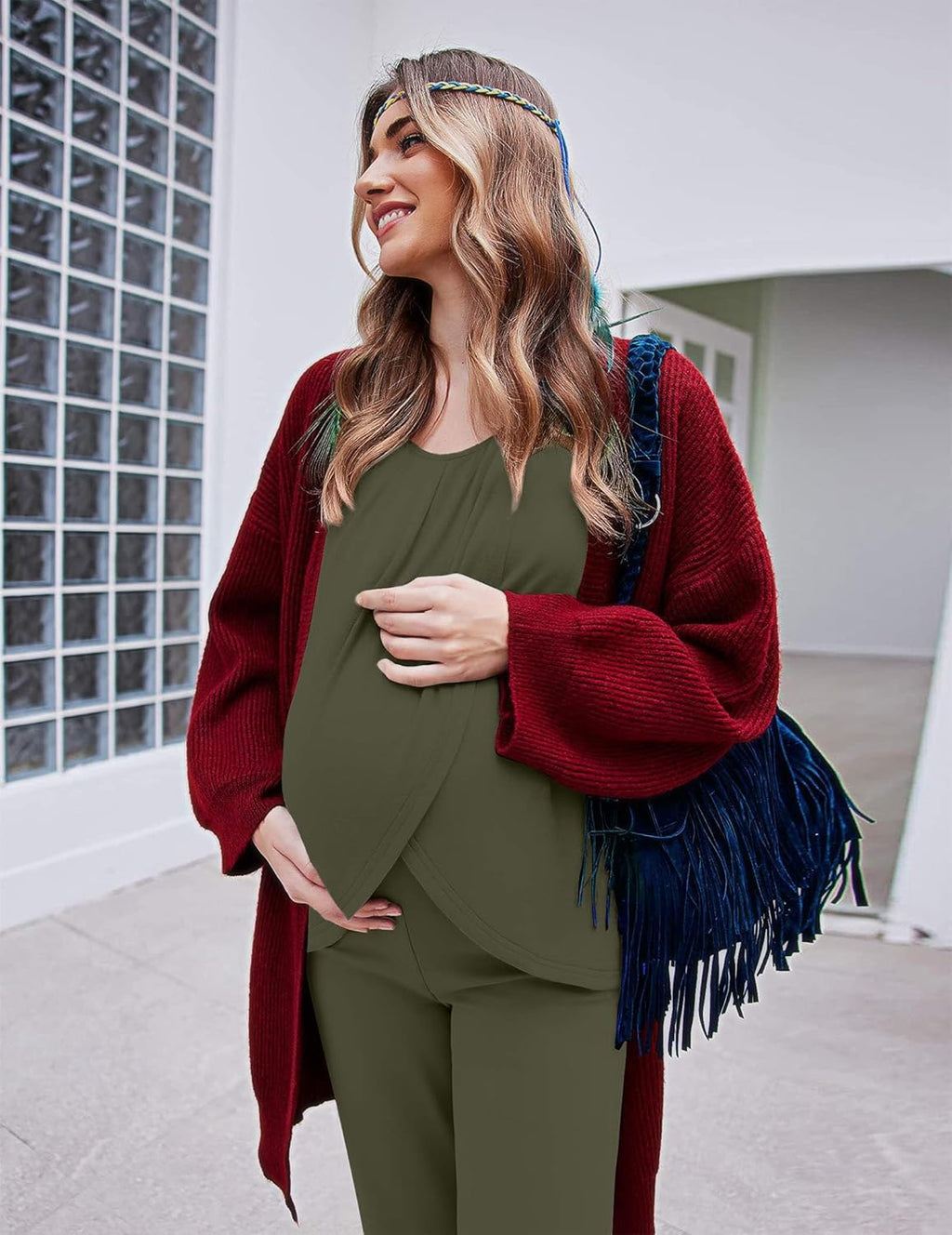 Maternity Nursing Pajama Set Long Sleeve Top & Pants - gallery