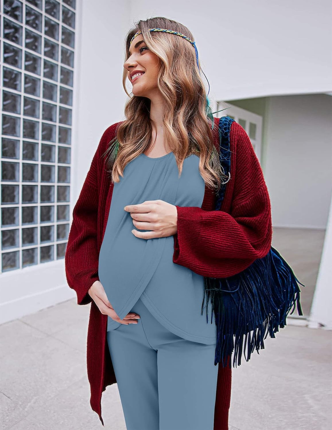 Maternity Nursing Pajama Set Long Sleeve Top & Pants - gallery