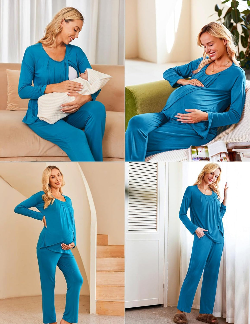 Maternity Nursing Pajama Set Long Sleeve Top & Pants - gallery