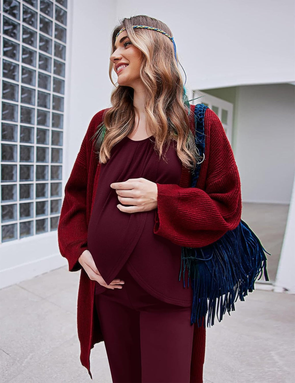 Maternity Nursing Pajama Set Long Sleeve Top & Pants - gallery