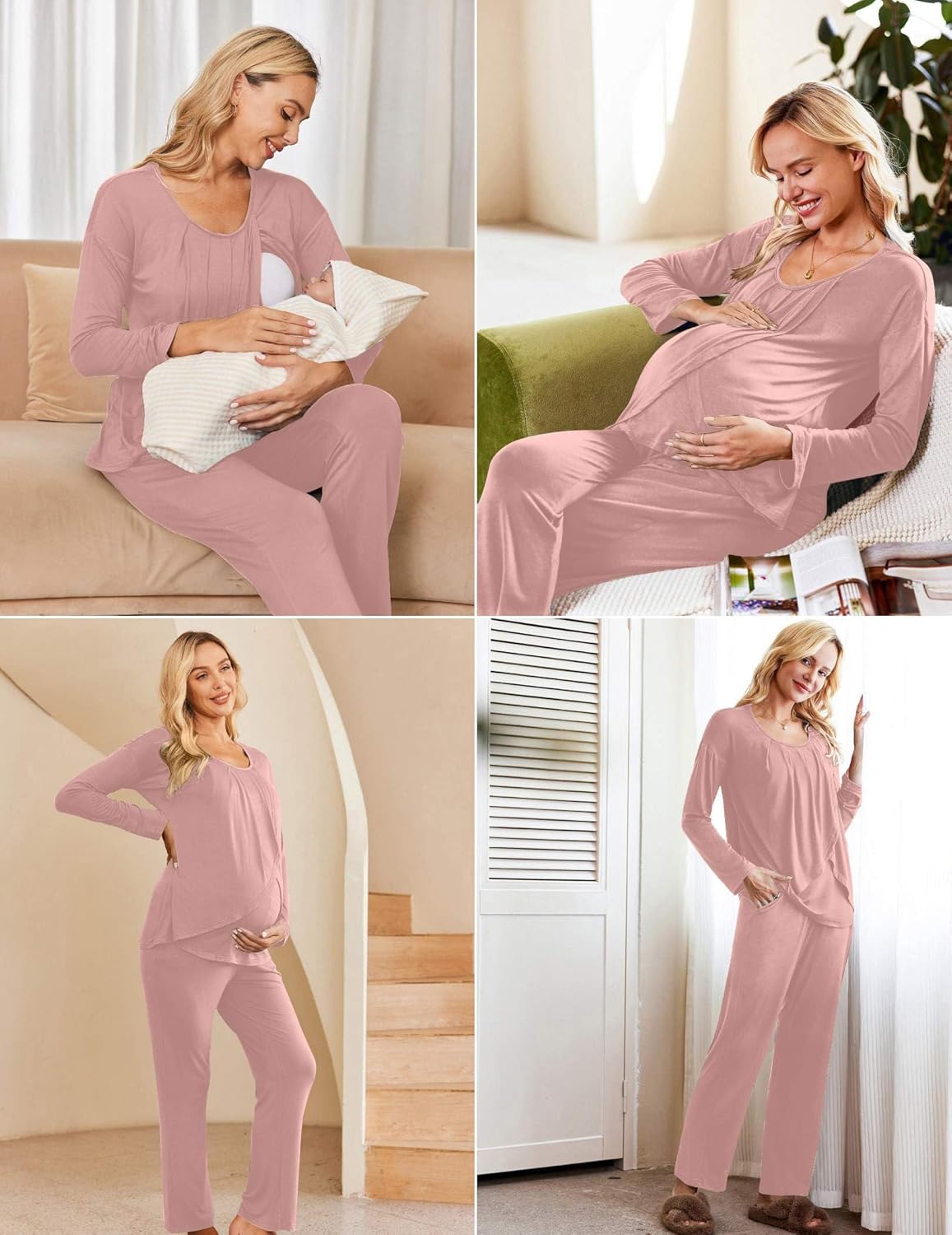 Maternity Nursing Pajama Set Long Sleeve Top & Pants - gallery