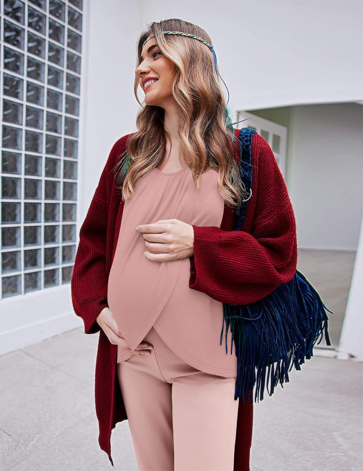 Maternity Nursing Pajama Set Long Sleeve Top & Pants - gallery
