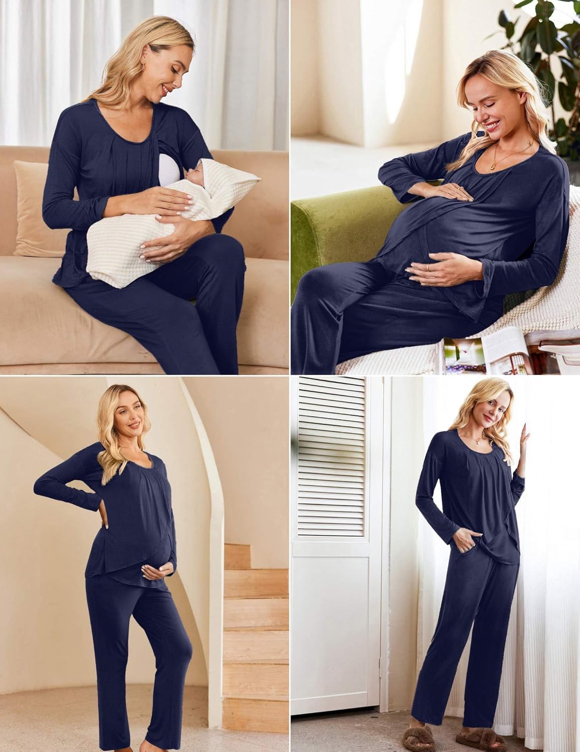 Maternity Nursing Pajama Set Long Sleeve Top & Pants - gallery
