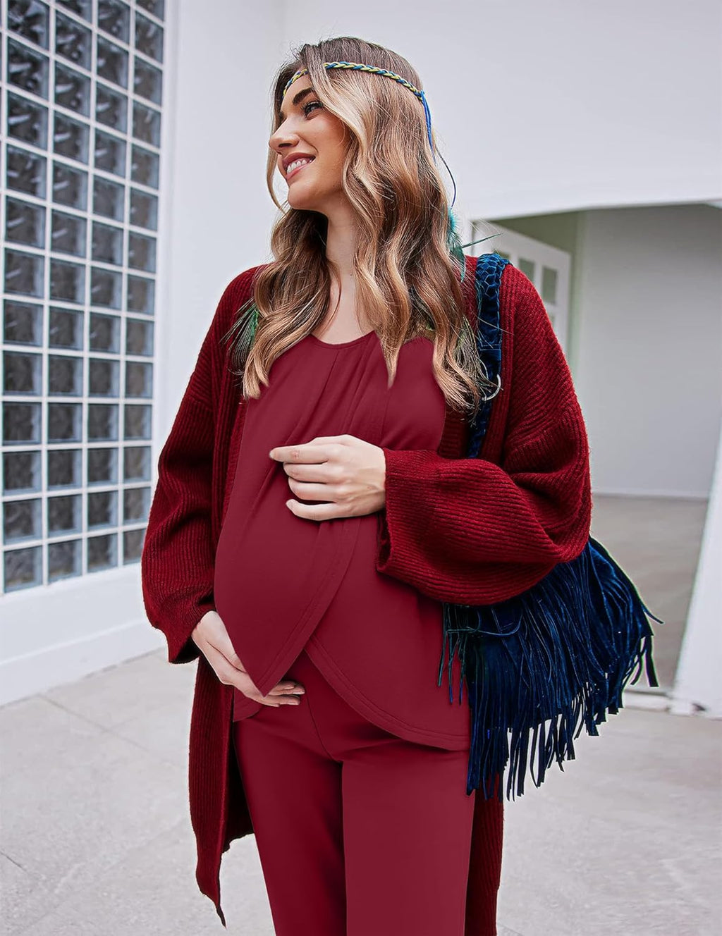 Maternity Nursing Pajama Set Long Sleeve Top & Pants - gallery