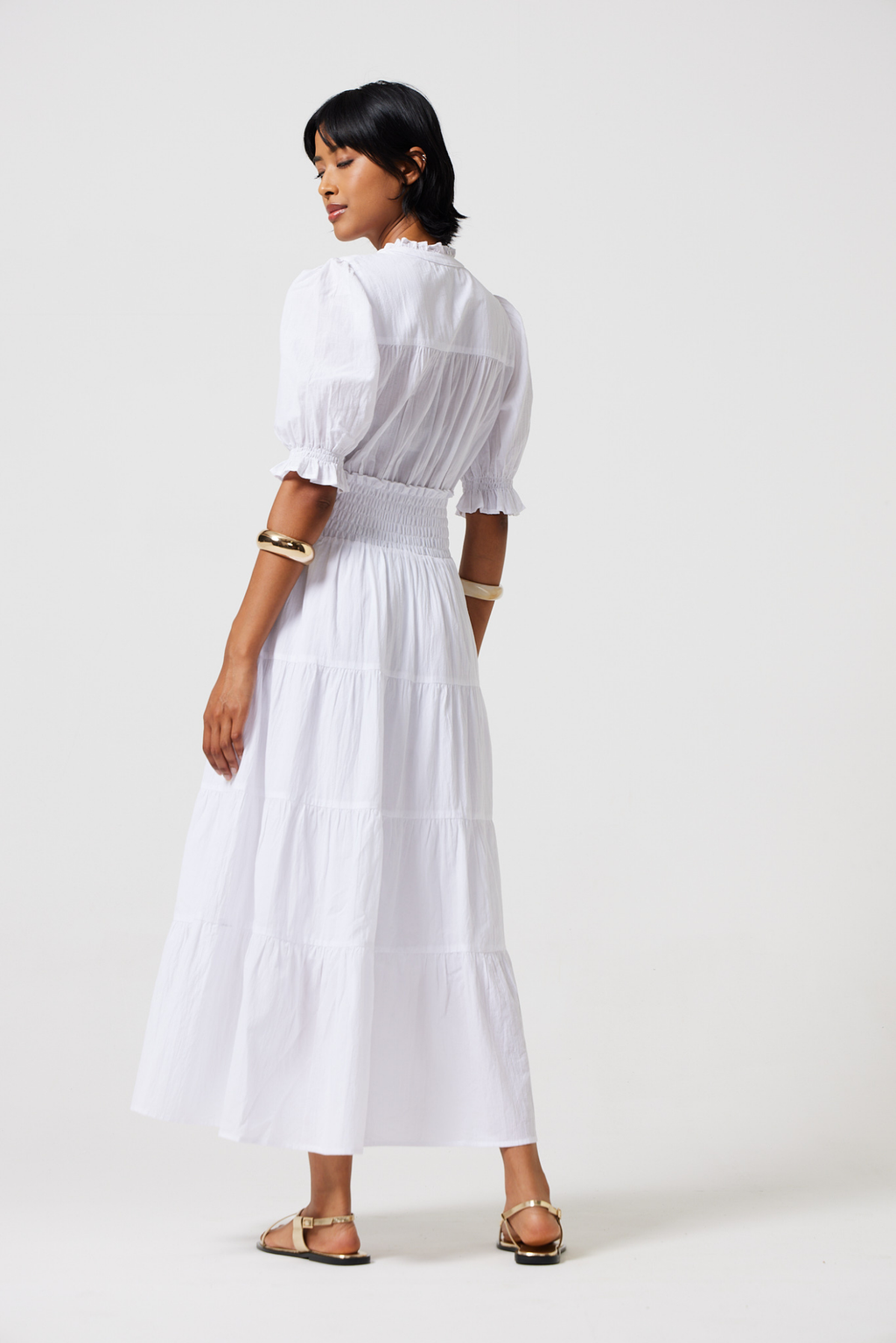 Izrah Smocked Puff Sleeve Maxi Dress for Women - gallery