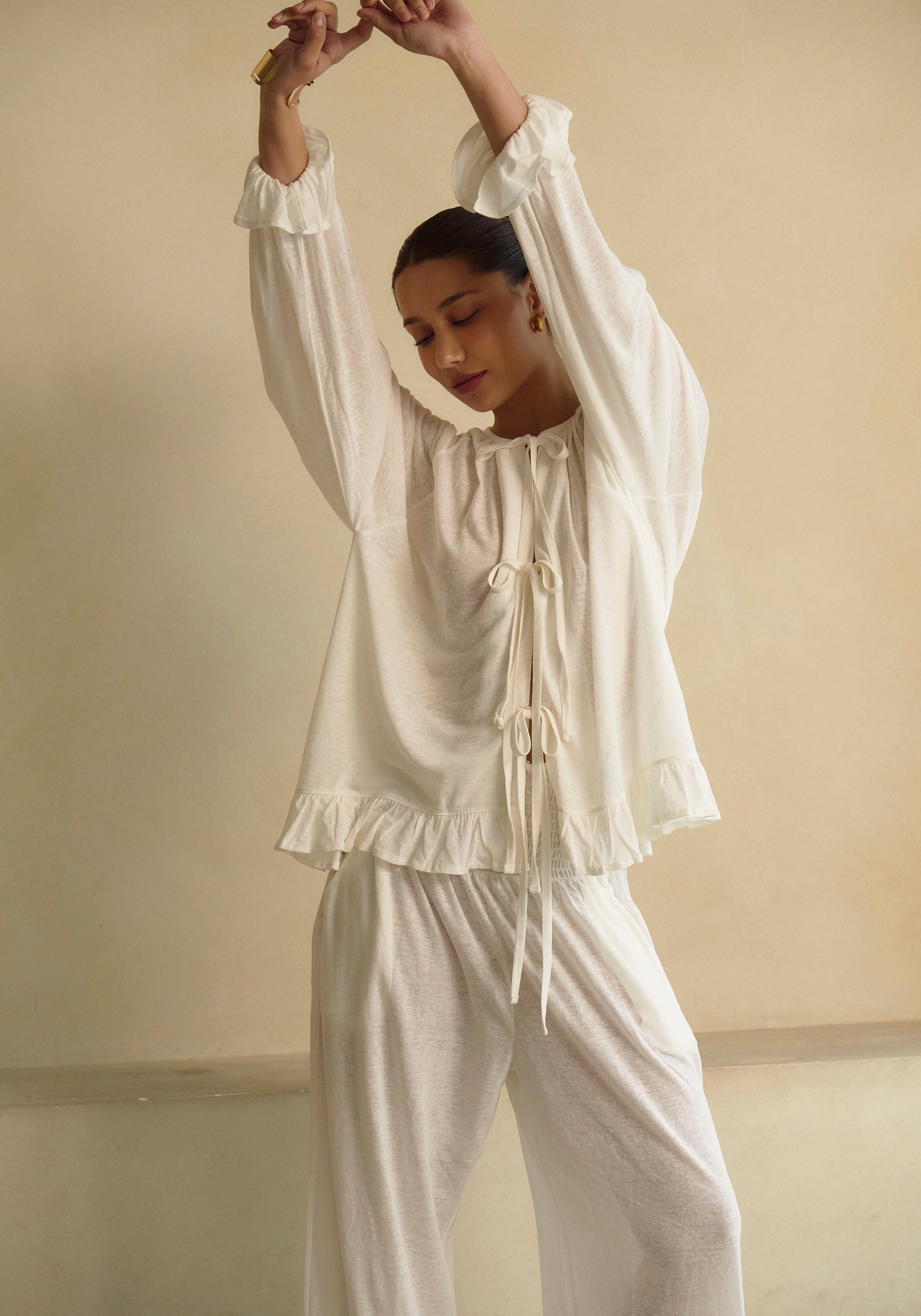 Ceres Linen Knit Blouse & Pants Set