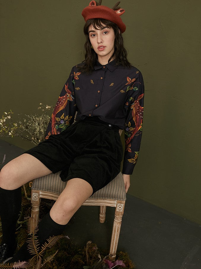 Enchanted Forest Deer Embroidered Blouse for Women - gallery