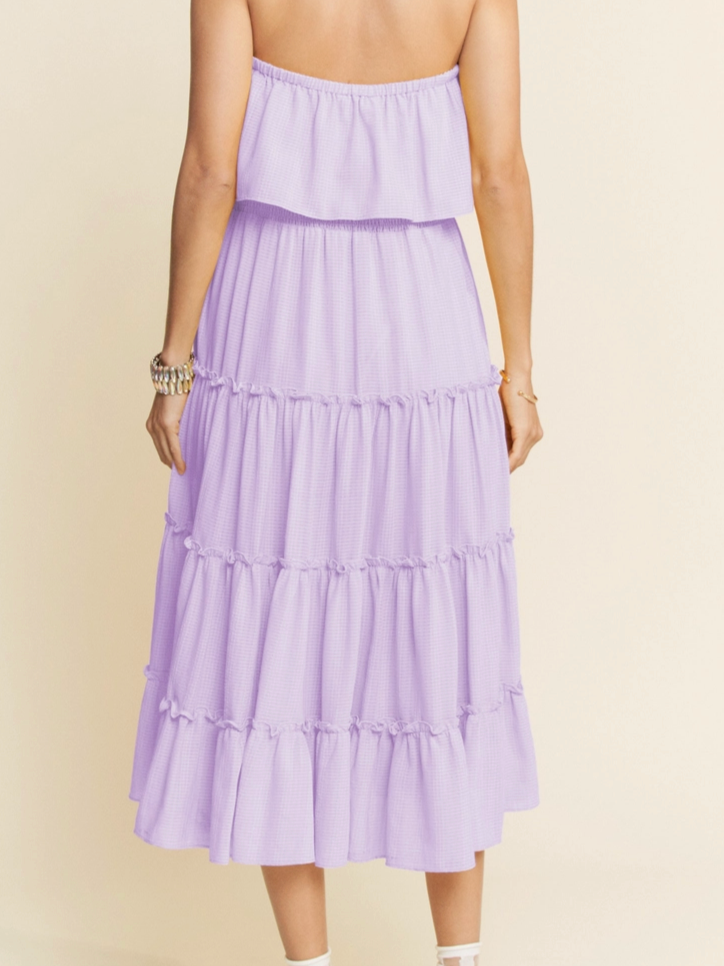 Lavender Tiered Ruffle Tube Maxi Dress for Women — Sundress - gallery