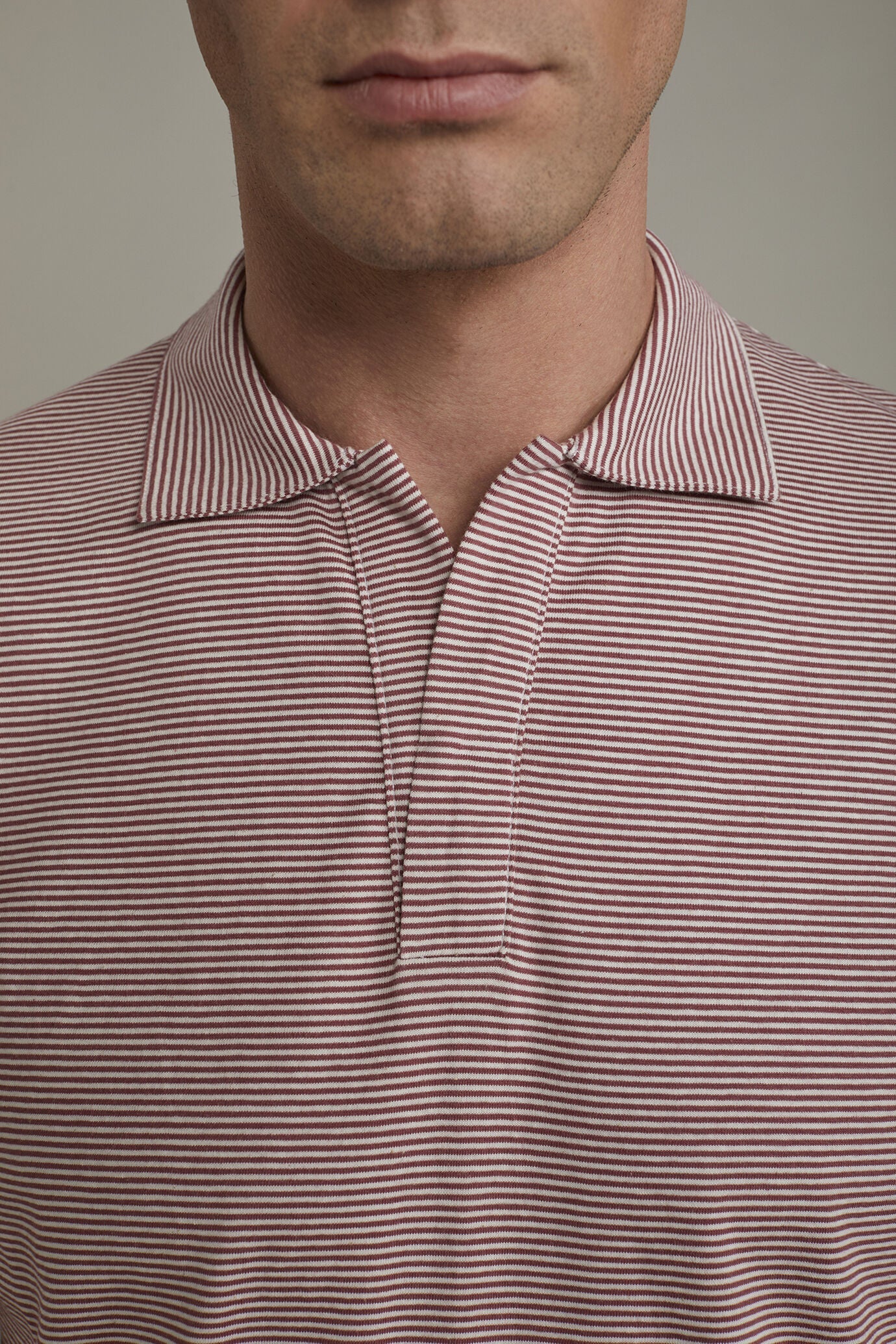 Thin Stripe Derby Collar Polo Shirt for Men — gallery