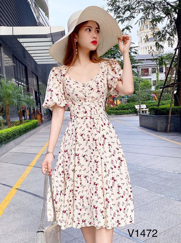Floral Dress with Bow Ties for Women