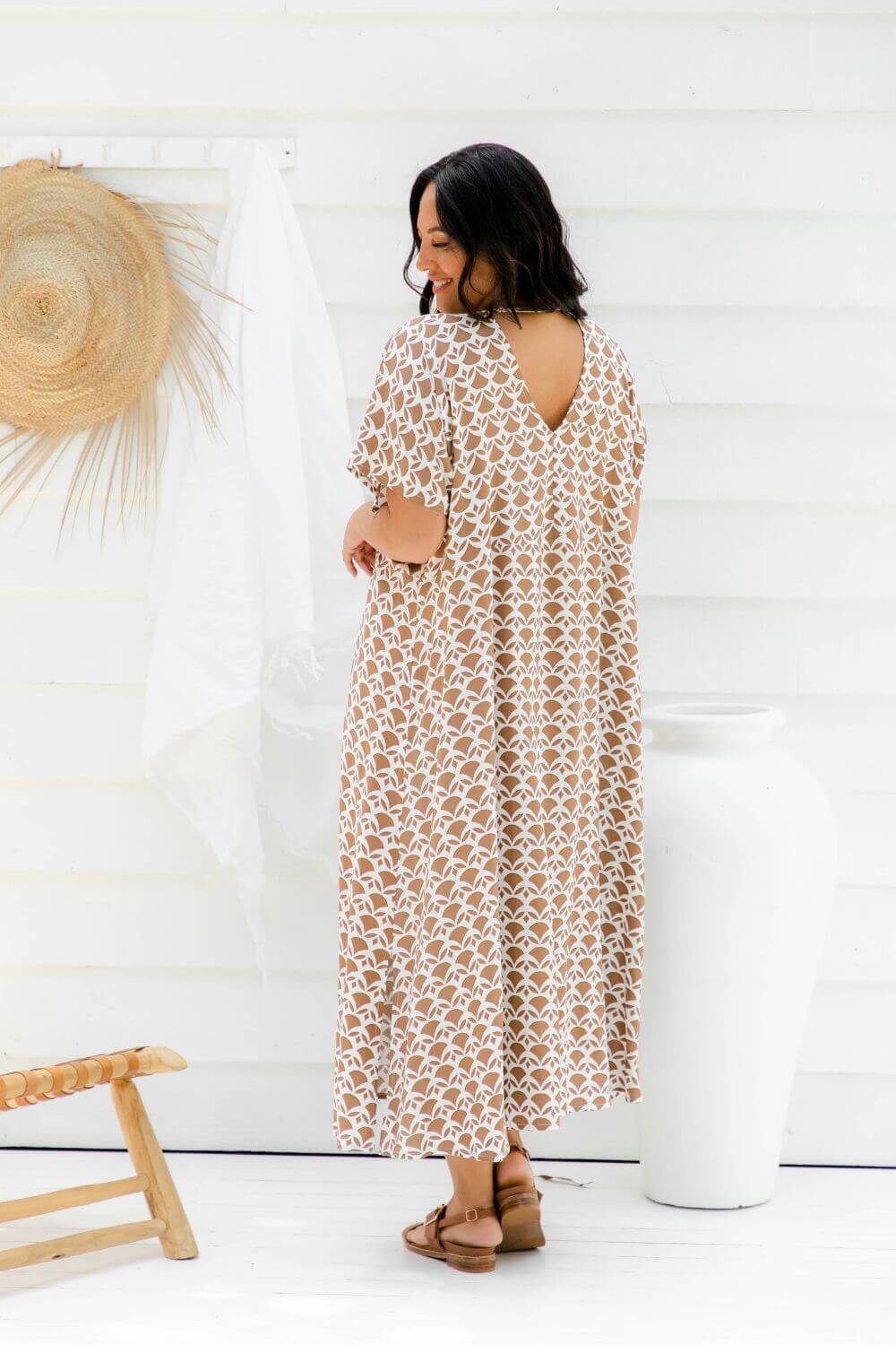 Maxi Summer Dress - Mocha Geo — gallery