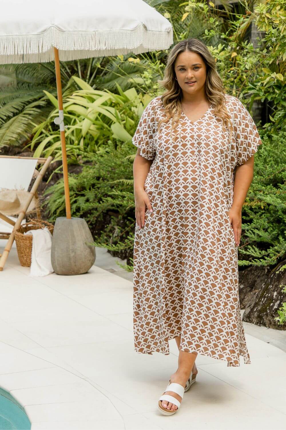 Maxi Summer Dress - Mocha Geo — gallery