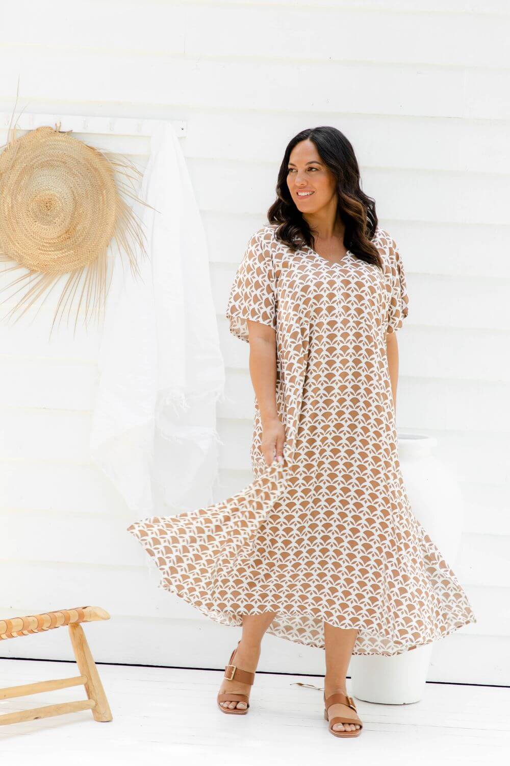 Maxi Summer Dress - Mocha Geo — gallery