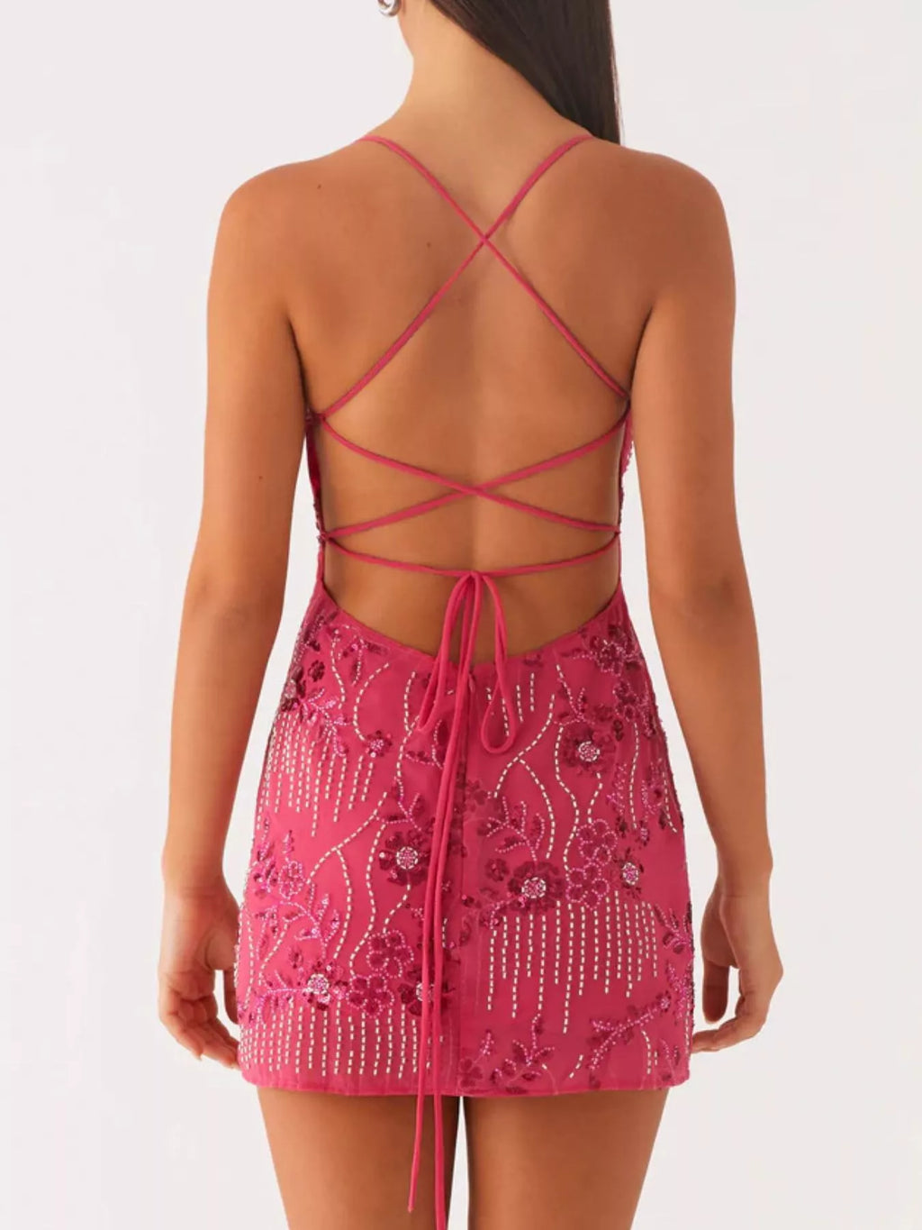 Beaded Floral Sequin Mini Dress for Women - gallery
