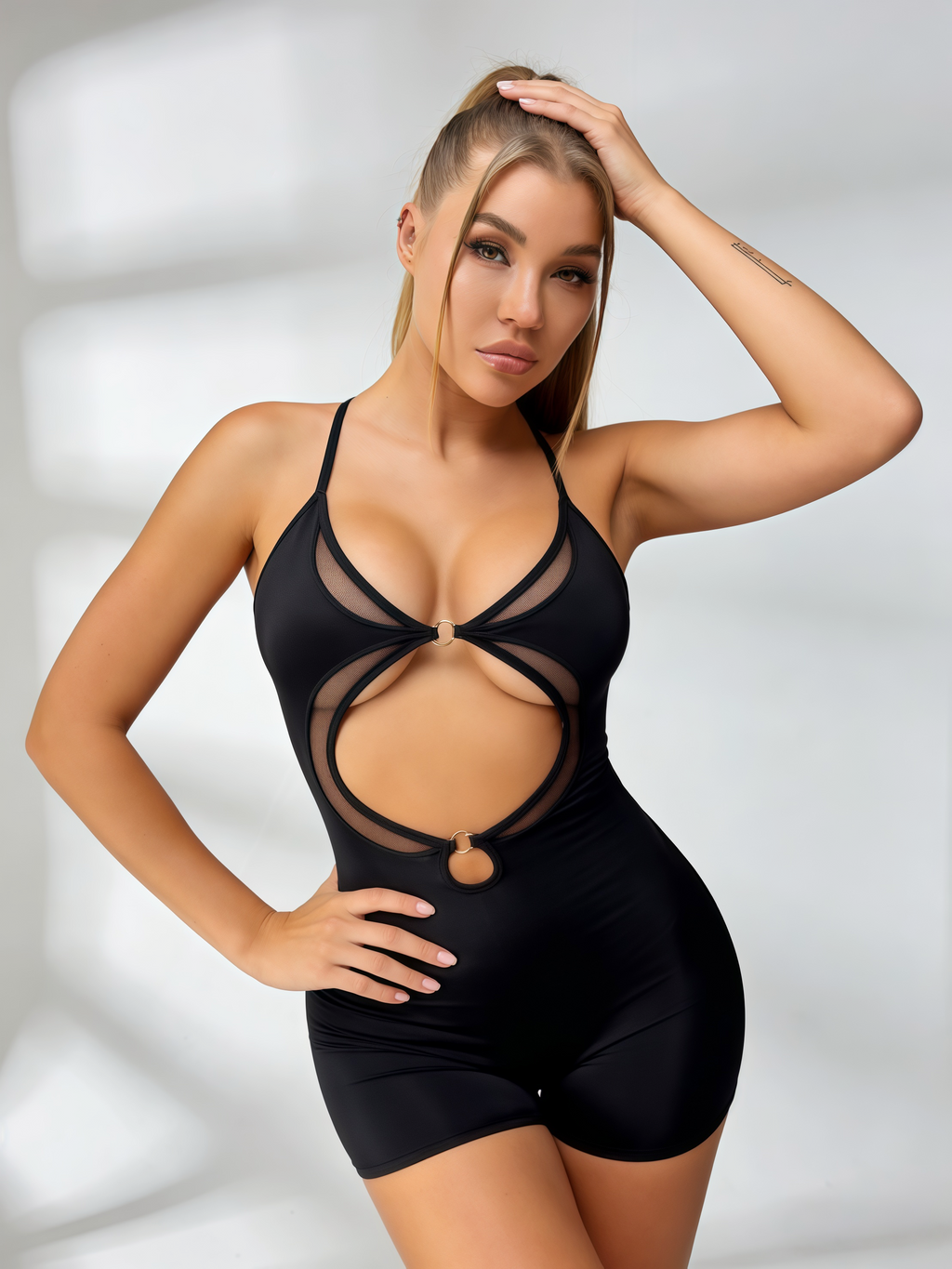 Mesh Hollow Out Backless Jumpsuit for Women — Quick-Dry Active - gallery