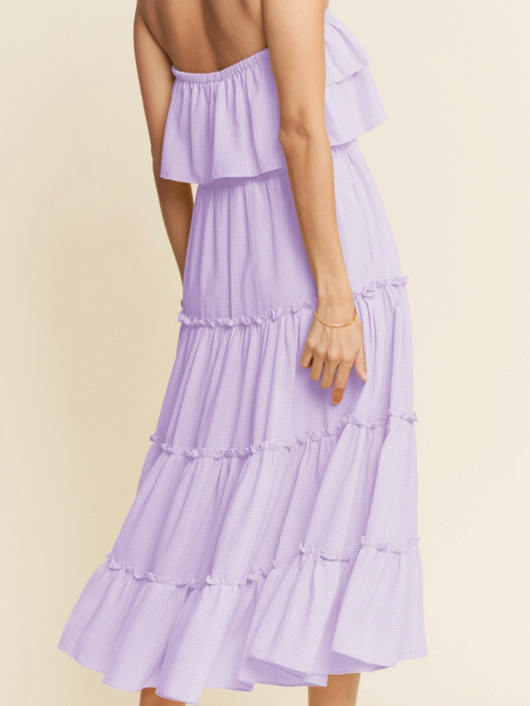 Lavender Tiered Ruffle Tube Maxi Dress for Women — Sundress - gallery