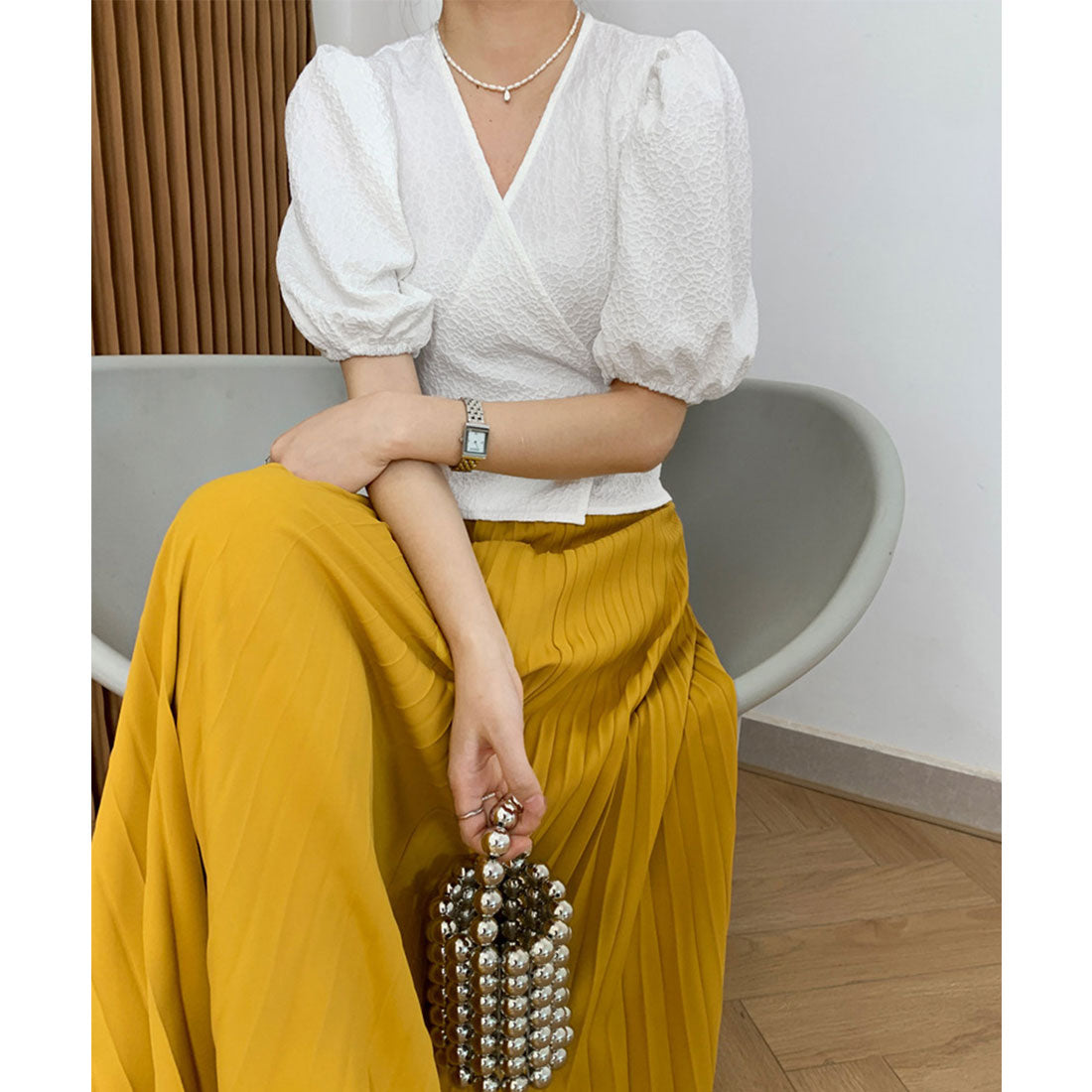 Wrap Top with Puff Sleeves for Women - gallery