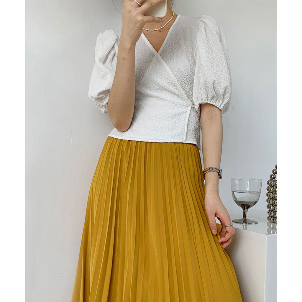 Wrap Top with Puff Sleeves for Women - gallery