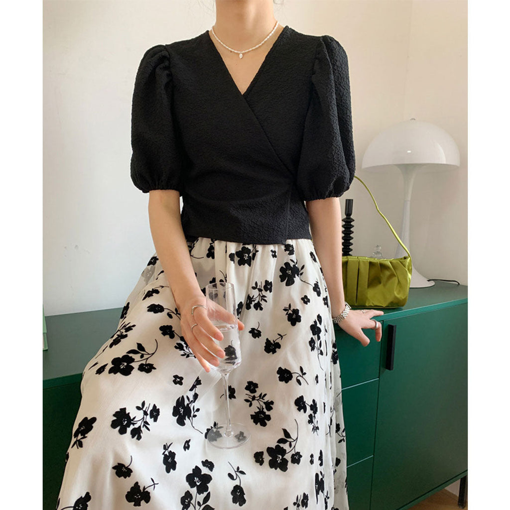 Wrap Top with Puff Sleeves for Women - gallery