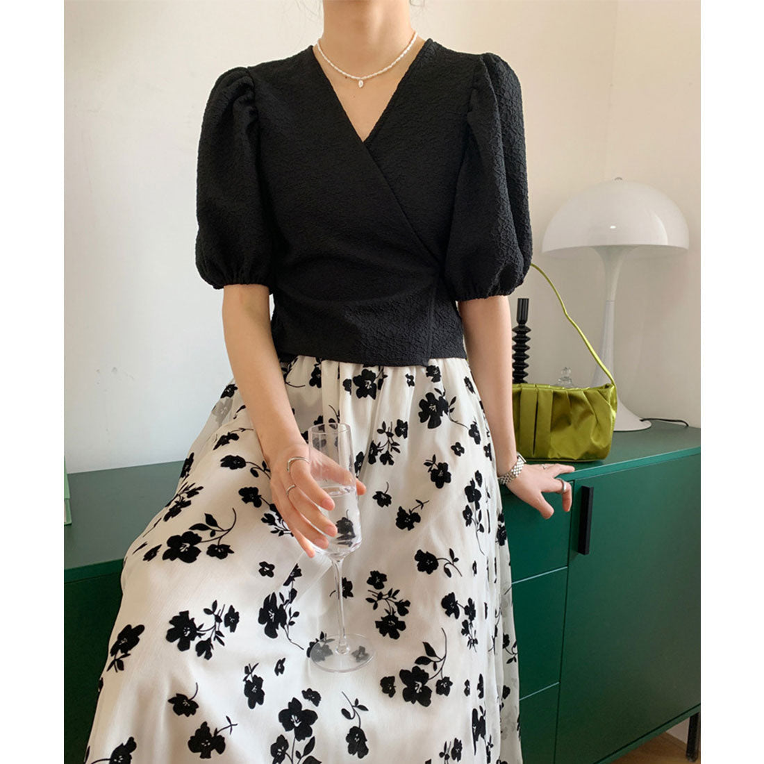 Wrap Top with Puff Sleeves for Women - gallery