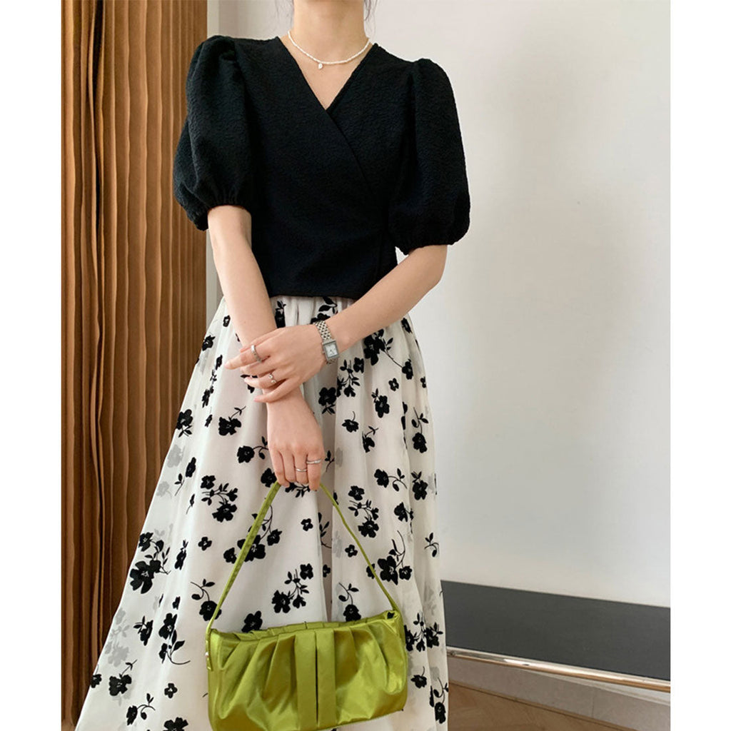 Wrap Top with Puff Sleeves for Women - gallery
