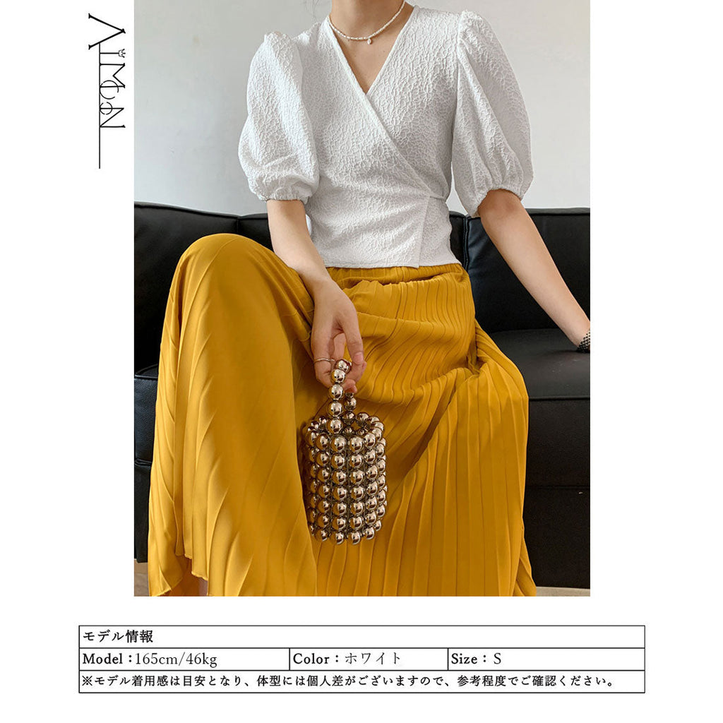 Wrap Top with Puff Sleeves for Women - gallery