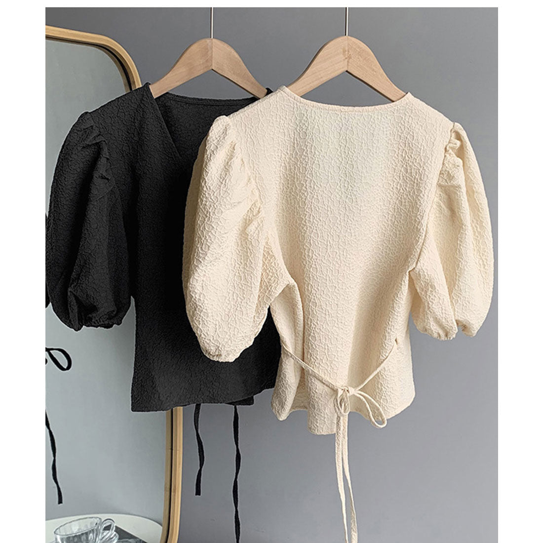 Wrap Top with Puff Sleeves for Women - gallery