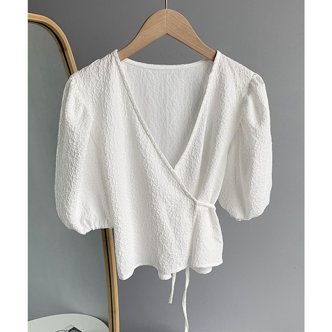 Wrap Top with Puff Sleeves for Women - gallery
