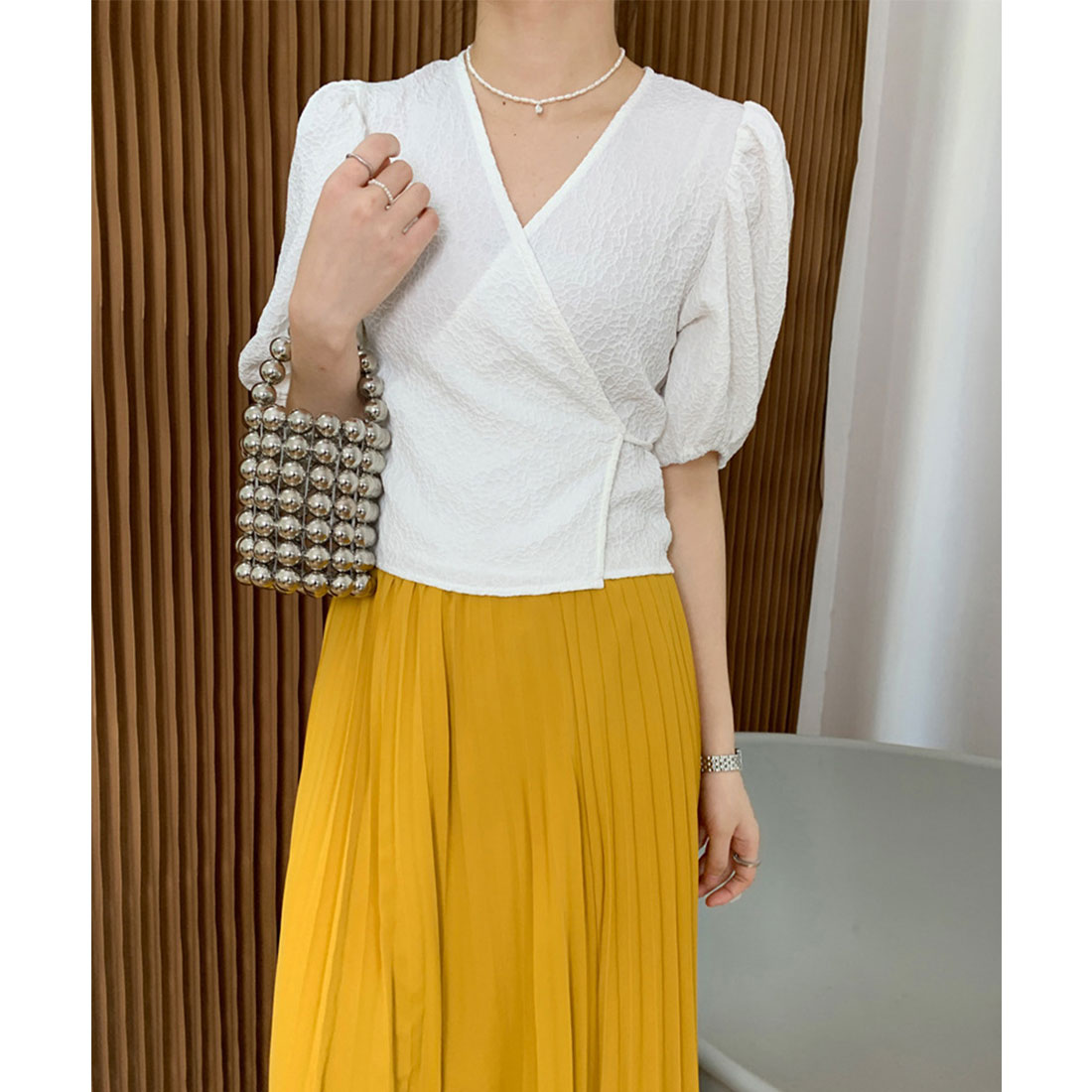 Wrap Top with Puff Sleeves for Women - gallery