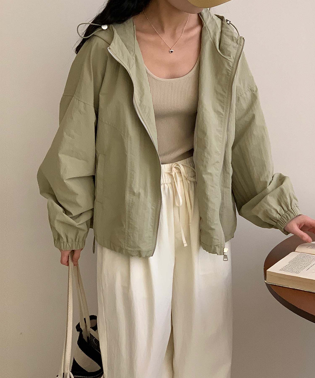 Nylon Hooded Short Jacket for Women - gallery