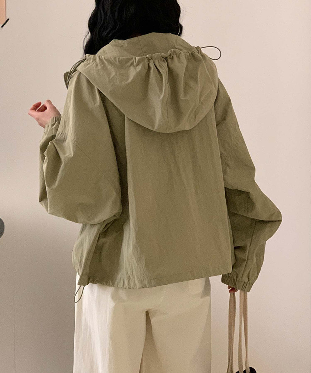 Nylon Hooded Short Jacket for Women - gallery