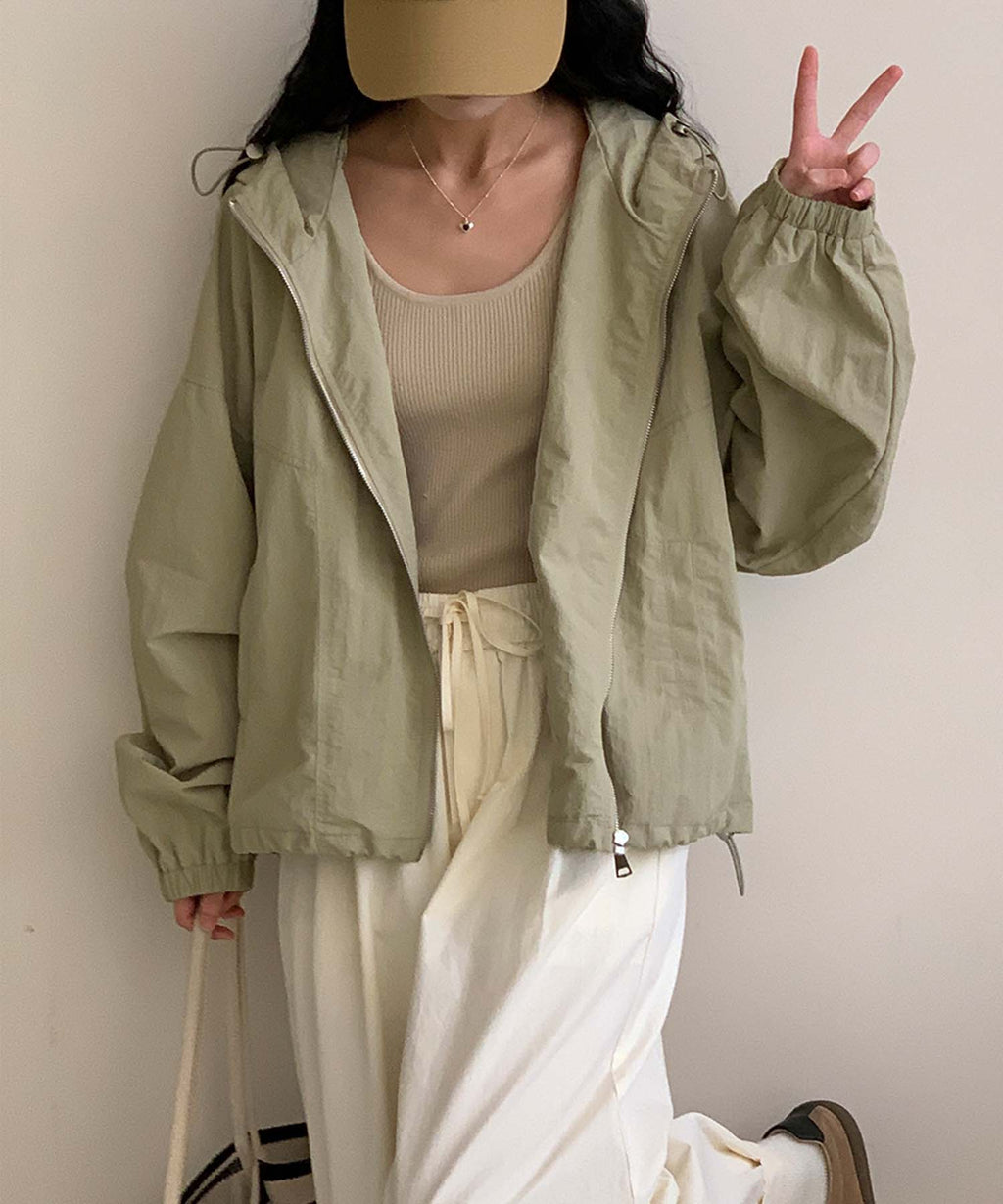 Nylon Hooded Short Jacket for Women - gallery