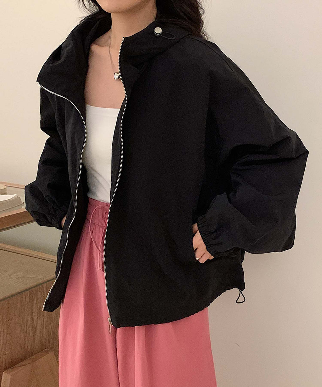 Nylon Hooded Short Jacket for Women - gallery