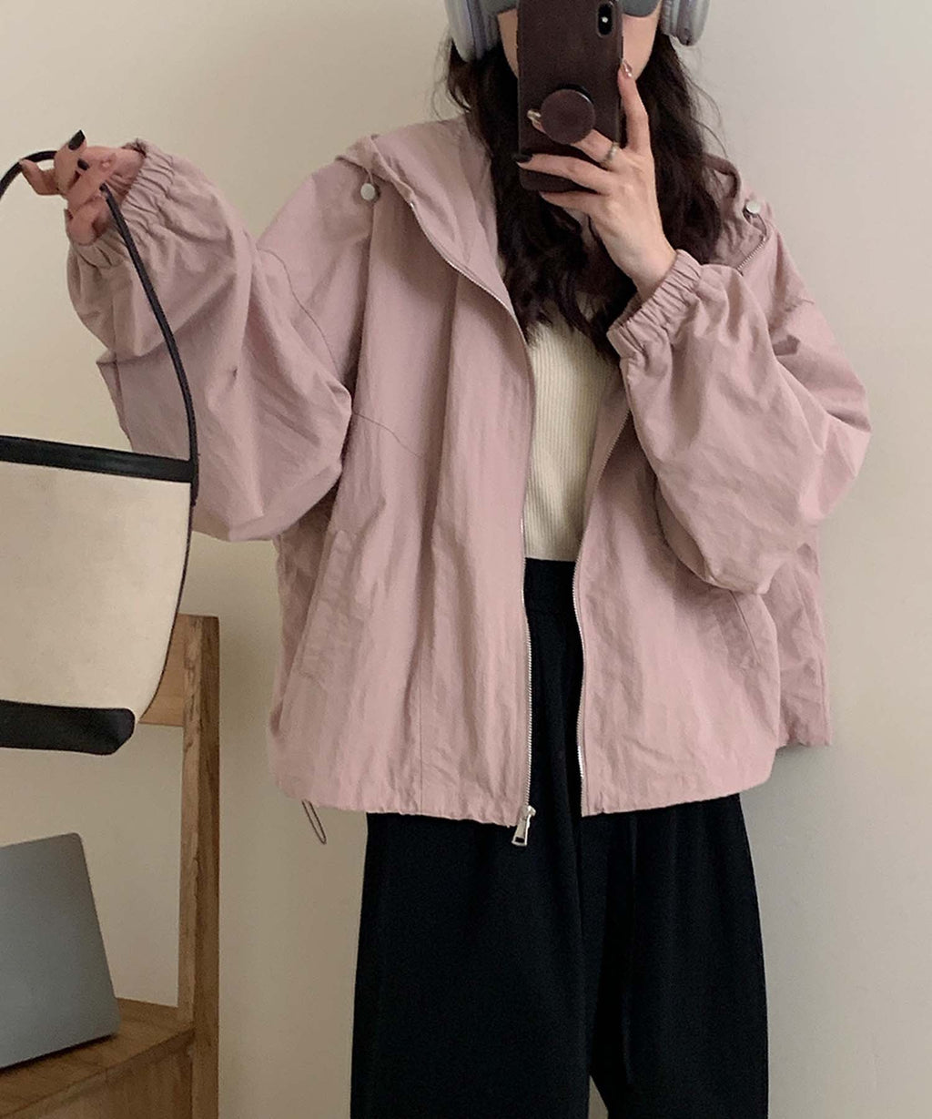 Nylon Hooded Short Jacket for Women - gallery