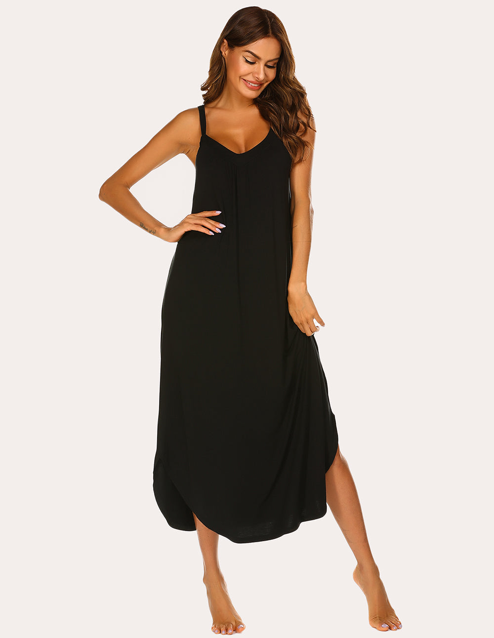 Full Slips Sling Nightdress - Black