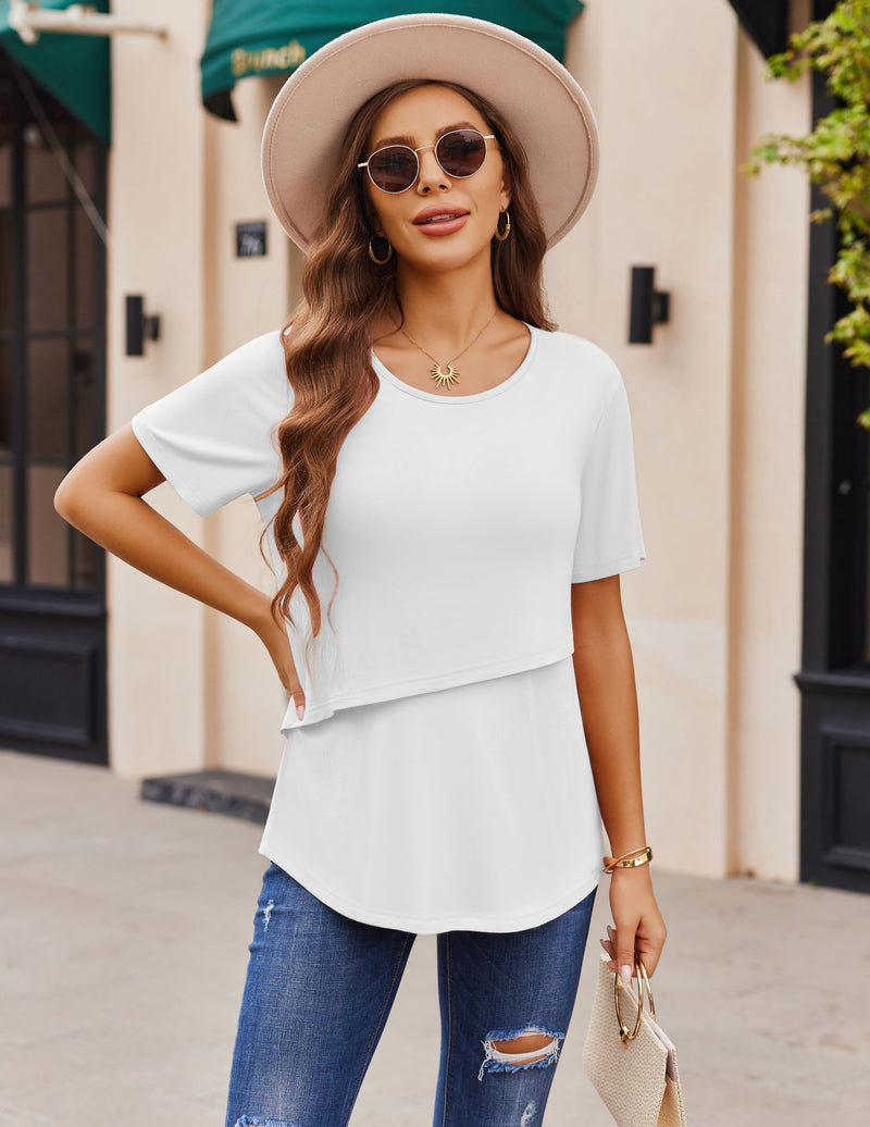 Short Sleeve Nursing Shirts Soft Maternity Tops - gallery