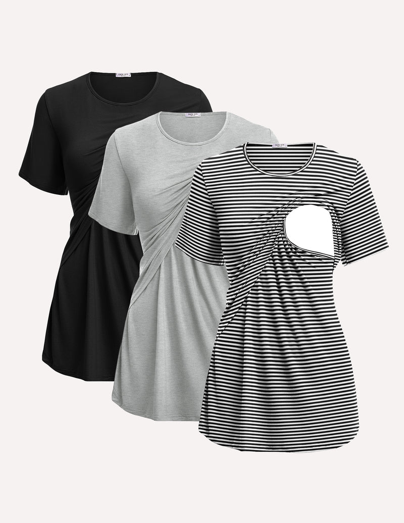 Short Sleeve Nursing Shirts Soft Maternity Tops - gallery