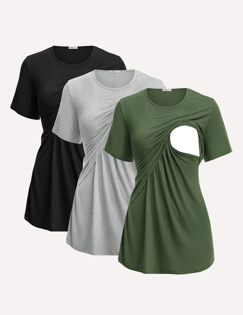 Short Sleeve Nursing Shirts Soft Maternity Tops