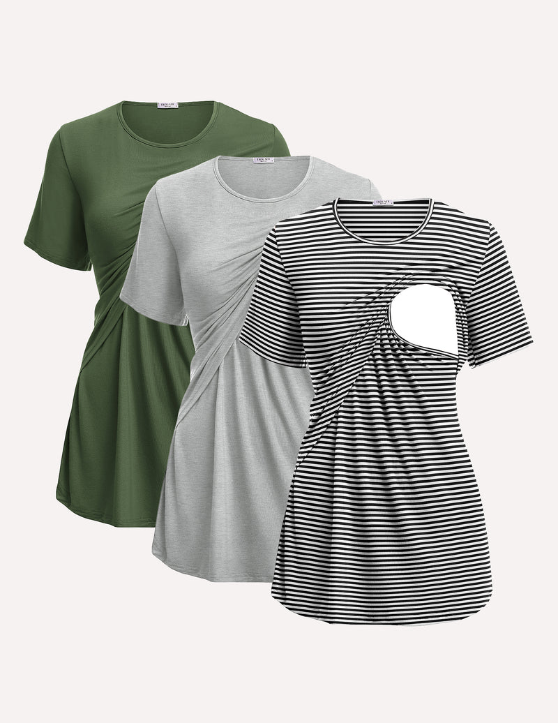 Short Sleeve Nursing Shirts Soft Maternity Tops - gallery