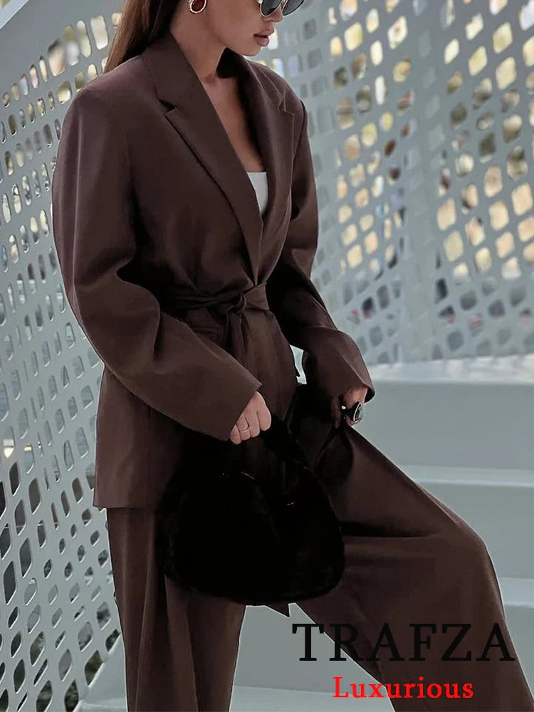 Brown Wedding Trouser Suit for Women - gallery