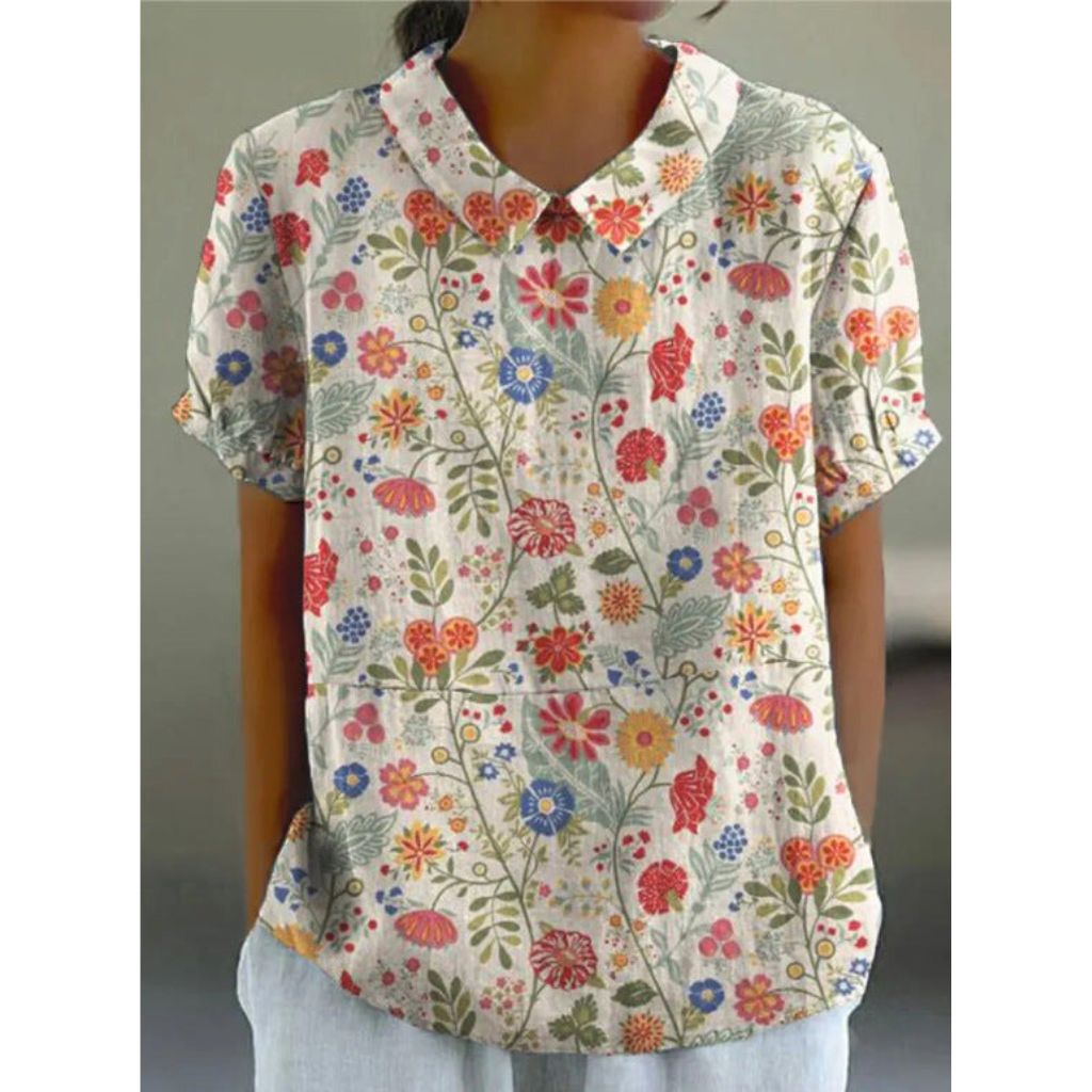 Pastoral Design Floral Cotton Blouse