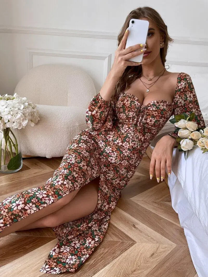 Floral Dress with Heart Cutout Detail
