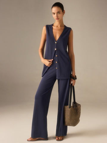 Halter Vest & Wide Leg Pants Set Trousers for Women - gallery